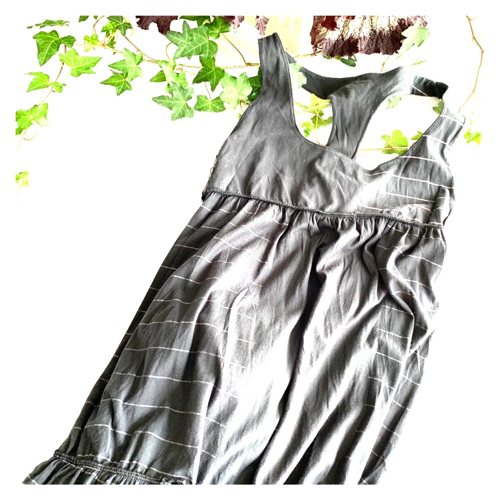 🌈 full length grey striped racer back maxi dress